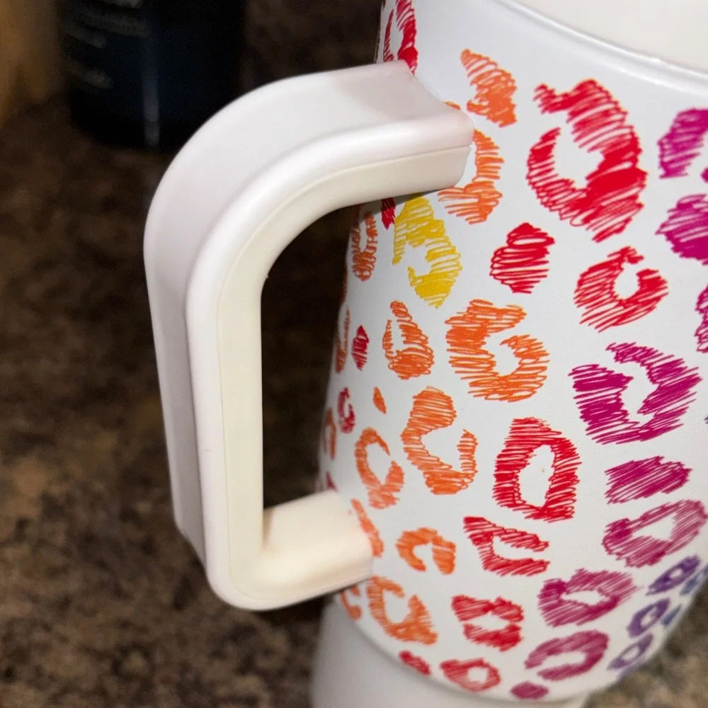 Colorful Leopard Print Tumbler with Straw leak proof - Picture 2 of 5